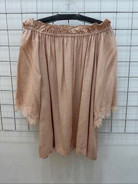 Off-Shoulder Lace Trim Women’s off shoulder blouse in apricot